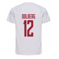 Dánsko Kasper Dolberg #12 Vonkajší futbalový dres MS 2022 Krátky Rukáv